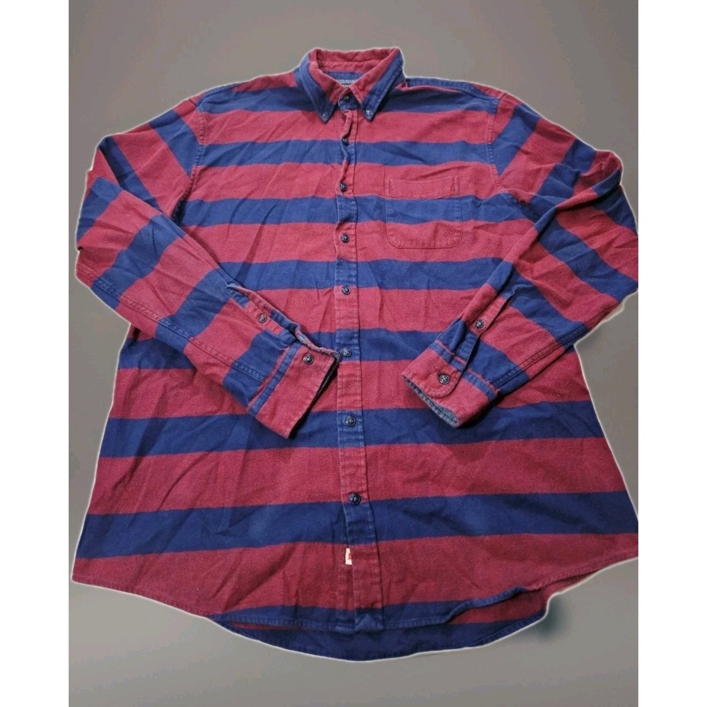 Lands End Shirt Mens XL Red/Blue Plaid Flannel Traditional Fit Casual Work Wear